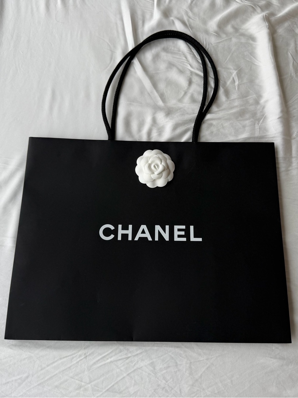 CHANEL Large Shopping Tote with Camellia accents